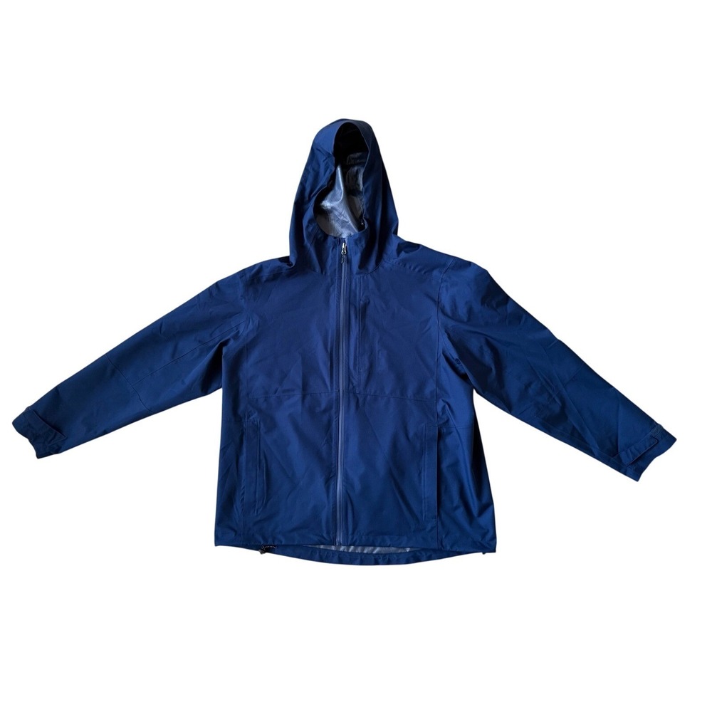 SwissTech Mens Hooded Rain Jacket Blue Windbreaker Large L SW11100012860